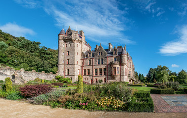 Belfast castle. Tourist attraction on the slopes of Cavehill Country Park in Belfast, Northern Ireland - obrazy, fototapety, plakaty