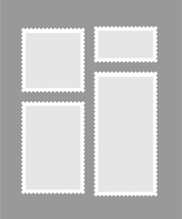 Blank different proportion postmark set on gray background. Vector illustration.