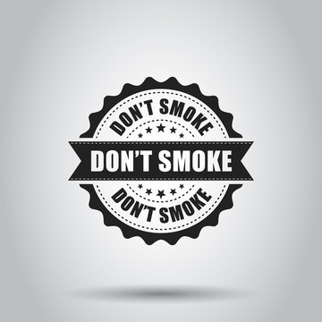 Don't smoke grunge rubber stamp. Vector illustration on white background. Business concept no smoking stamp pictogram.