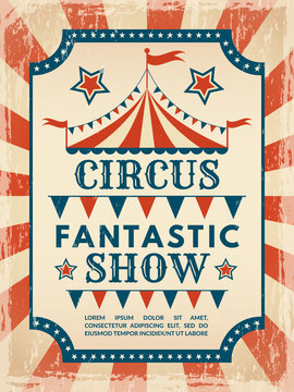 Retro poster. Invitation for circus magic show