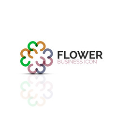 Abstract flower or star minimalistic linear icon, thin line geometric flat symbol for business icon design, abstract button or emblem