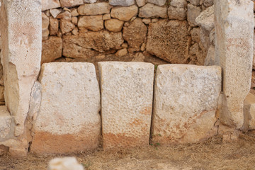 Mnajdra Temple within Hagar Qim megalithic complex. Qrendi, Malta. UNESCO World Heritage Site.