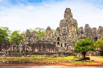 Fototapeta na wymiar Angkor Thom Cambodia. Bayon khmer temple on Angkor Wat historical place
