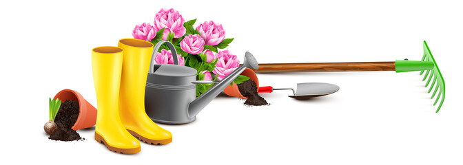 Gartenarbeit Banner - Pflanzen, Garten Werkzeug und Zubehör