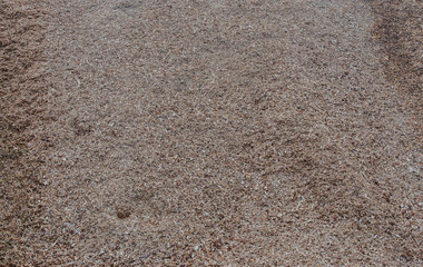 Großer Haufen von Holzspäne und Holz Mulch