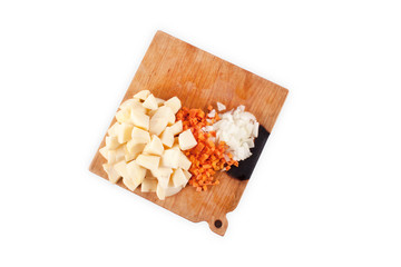 sliced vegetables on a board