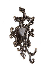 Vintage coat hooks on a white background