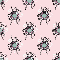 Abstract seamless pattern with circle elements. Ethnic summer texture