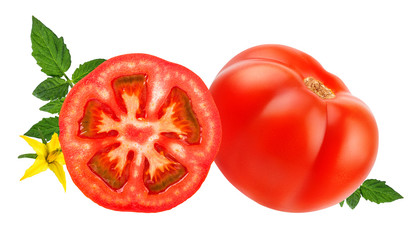 Fresh tomato isolated on white background with clipping path