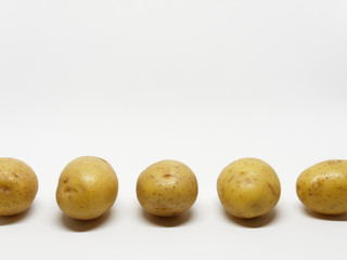 Kartoffeln auf weißem Hintergrund, mit Copy space