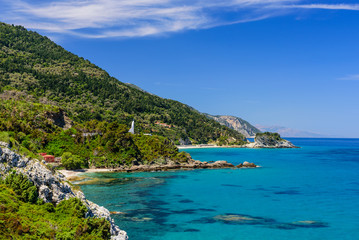 Fototapeta na wymiar The picturesque coast of the island of Samos, Greece