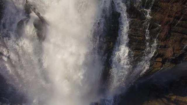 4k Aerial Winter Tennessee Waterfall Birds Eye View 010 Boom Down