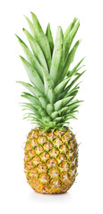 whole single pineapple isolated on white background	