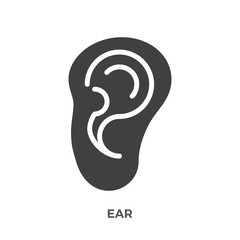 Ear Glyph Vector Icon Isolated on the White Background.