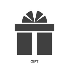 Gift Box Glyph Vector Icon Isolated on the White Background.