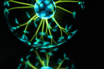 Electricity fire-ball. Abstract photo of electric waves.