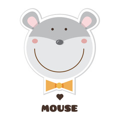 Mouse. Sticker. Vector illustration.