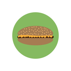 Round icon with a hamburger.