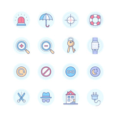 Security and data protection - modern line design style icons set