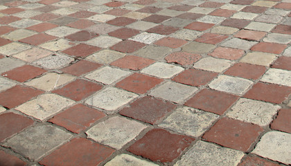 Marble paving of the square in Kotor, Montenegro