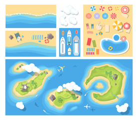 Naklejka premium Beach holiday - modern vector set of illustrations