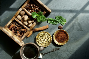 Black coffee with spices