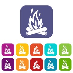Campfire icons set