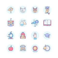 School concepts - modern line design style icons set