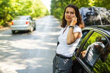 Worried woman calling for help