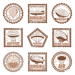 Vintage Airship Stamps Set © ivan mogilevchik