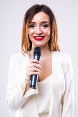 Woman with microphone