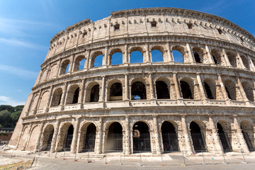 Ancient arena of gladiator Colosseum in city of Rome, Italy
