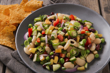 vegetable salad cucumber tomato beans onion pepper