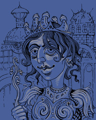 The fairy-tale hero. Graphic portrait - illustration. Princess - a fantastic image.	