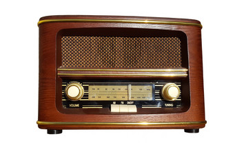 Old retro radio isolated on white