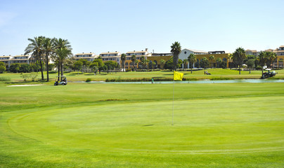 Obraz premium Vista panorámica del campo de golf de Costa Ballena, Rota, provincia de Cadiz. España