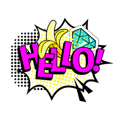 Hello pop art style coloful icon