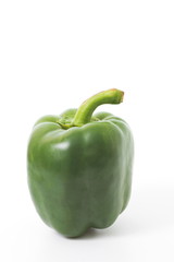 Fresh vegetable sweet green pepper isolated on white background.