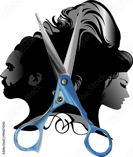 "Beauty hair salon man woman unisex logo vector on white ...