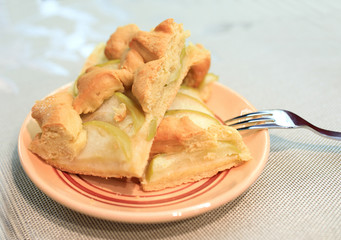 Fresh apple pie piece.