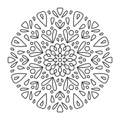 Beautiful Mandala Shape for Coloring. Book Page. Lines.