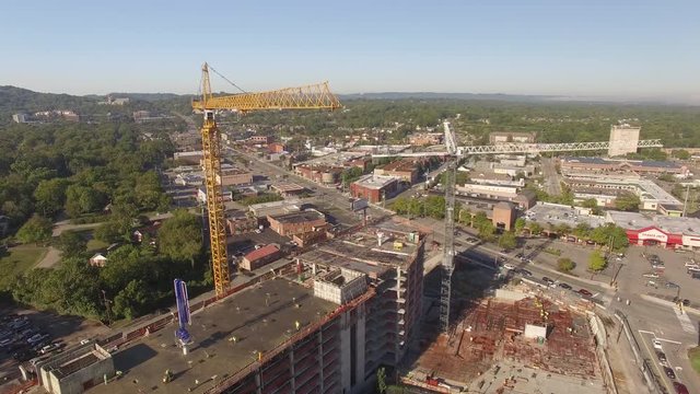 Tower Cranes and Construction Site in Nashville