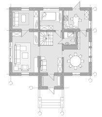 Standard living room furniture symbols set