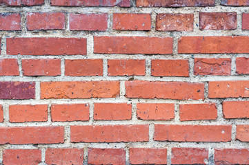 Fototapeta premium Old red brick wall texture, background, closeup