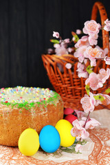 national bread Easter cake with eggs