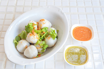 fish balls on white background