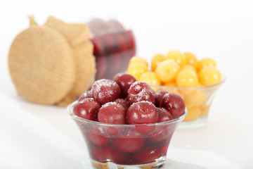 Homemade preserved fruit, conserved fruit cherries