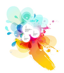Abstract colored flower background with circles and brush strokes.