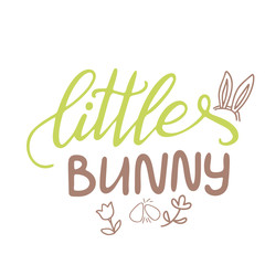 Easter lettering. Template vector hand drawn black on white background. Happy holiday postcard. Vector illustration