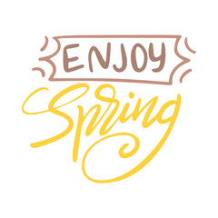 Fototapeta premium Happy Spring lettering. Greeting card template. Hand drawn modern calligraphy style. Vector illustration